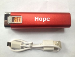 2200mAh Lipstick Aluminum Power Bank with digital readout